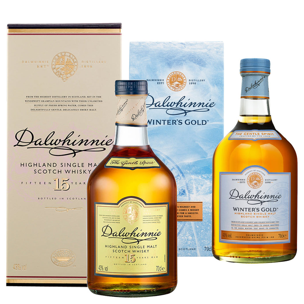 Dalwhinnie Winters Gold & Dalwhinnie 15 Year Old Single Malt Scotch Whisky, 2x70cl