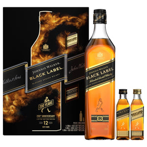 Johnnie Walker Black Label Blended Scotch Whisky Gift Pack, 70cl & 2x5cl