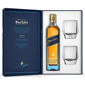 Johnnie Walker Blue Label Blended Scotch Whisky 70cl Giftpack with 2 Crystal Glasses