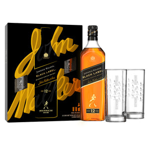 Johnnie Walker Black Label Blended Scotch Whisky 70cl Giftpack with 2 Highball Glasses