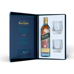 Johnnie Walker Blue Label Blended Scotch Whisky Gift Pack with 2 glasses, 70cl