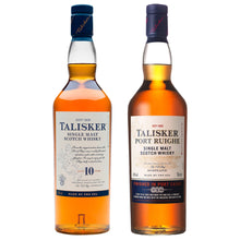 Load image into Gallery viewer, Talisker 10 Year Old Single Malt Scotch Whisky &amp; Talisker Port Ruighe Single Malt Scotch Whisky, 2x70cl