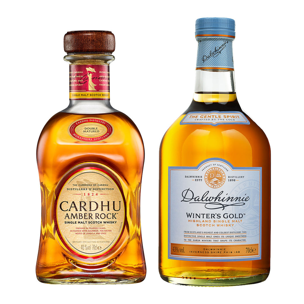 Cardhu Amber Rock Single Malt Scotch Whisky & Dalwhinnie Winter’s Gold Single Malt Scotch Whisky, 2x70cl