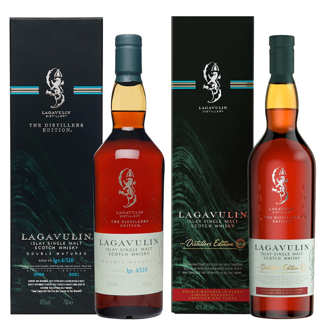 Lagavulin 2021 & 2022 Distillers Edition Single Malt Scotch Whisky, 2x70cl