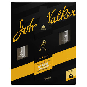 2022 Edition - Johnnie Walker Black Label Blended Scotch Whisky 70cl Giftpack with 2 Highball Glasses