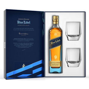 2022 Edition - Johnnie Walker Blue Label Blended Scotch Whisky 70cl Giftpack with 2 Crystal Glasses