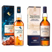 Load image into Gallery viewer, Talisker 10 Year Old Single Malt Scotch Whisky &amp; Talisker Port Ruighe Single Malt Scotch Whisky, 2x70cl