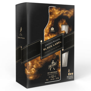 Johnnie Walker Black Label Blended Scotch Whisky Gift pack with 2 Glasses, 70cl